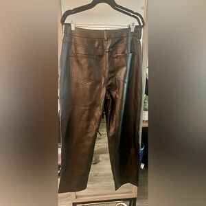 Ever New Black Leather Straight Leg Pants